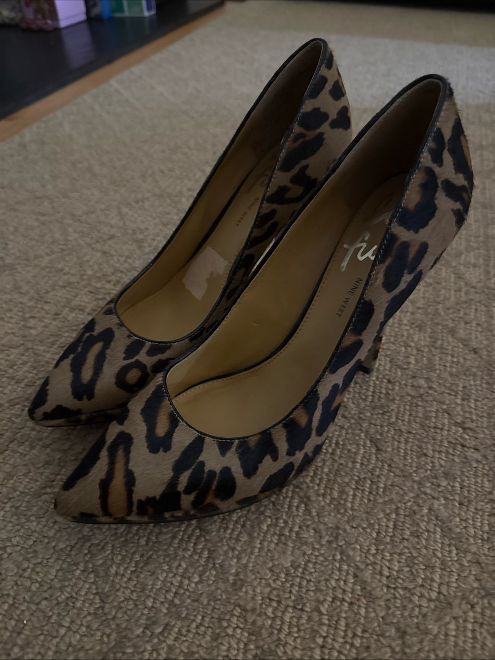 Nine West Leopard-Print Pointed Toe Pumps in Tan and Black - Picture 1 of 6